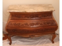 Antique Marble Top Carved Wood Bombay Chest 3 Drawer Dresser