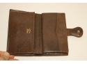 Vintage Gucci GG Monogram Brown Leather Wallet W/ Kisslock Coin Change Purse (e1)