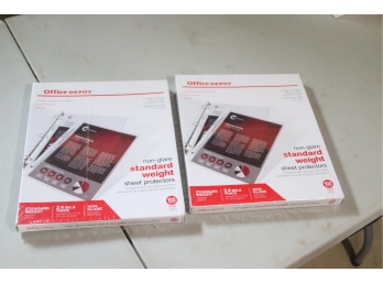 2 Sealed Packages Office Depot Non-glare Standard Weight Sheet Protectors