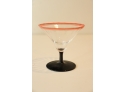 Vintage Mini Glass Mid-Century Art Deco Cordial Martini Shaped Shot Glasses Black And Red