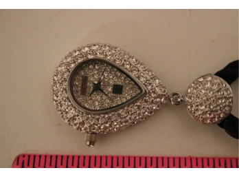 Victoria Wieck Rhinestone Encrusted Watch Necklace