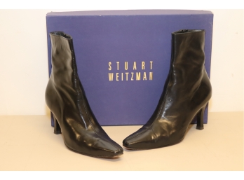 Stuart Weitzman Black Leather Boots High Heels Size 9B