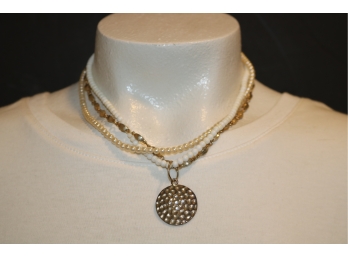 Multi-strand Pearl Goldtone Necklace