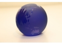 Cobalt Blue Art Glass Globe Paperweight