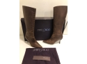 JIMMY CHOO Distressed Brown Leather  Women's Boots Shoes Size 37