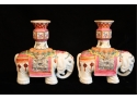 Pair Of Antique Porcelain  Of Elephant Candlesticks
