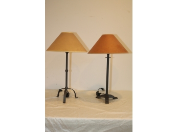 Pair Metal Table Lamps