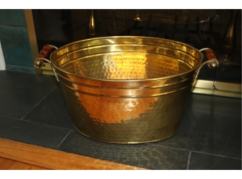 Vintage Wood Handled Brass Bucket Tub