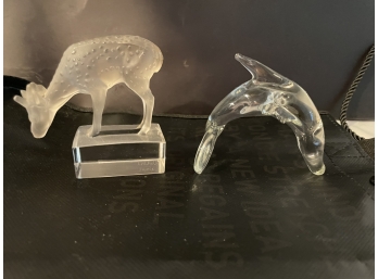 Dolphin And Deer Crystal Glass Figurines