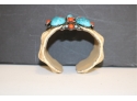 Turquoise Cuff Bracelet Alligator Leather
