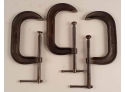 Lot Of 3 Large C-Clamps. Heavy Duty Adjustable 6 High Quality, Excellent Condition