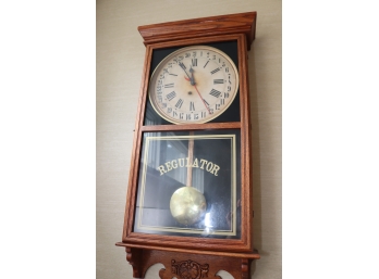 Antique Regulator Calendar Wall Clock Key Wind Pendulum