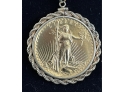 Vintage 1924 $20 Saint-Gaudens Gold Double Eagle 14K GP Coin  Link Chain And  Bracelet
