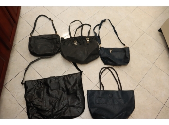 5 Black And Blue Leather Handbags