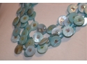 Blue Beaded Disk  Necklace