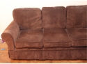 Brown Micro Fiber Couch With Throw Pillows