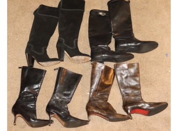 Women's Designer Boot Lot Shoes Heels Leather