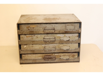 Vintage 4 Drawer Industrial Tool Box Hardware Cabinet  LOADED