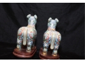 Pair Of Cloisonne Dogs