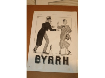 Vintage French Byrrh 1933 American Uncle Sam And French Marianne Advertisement
