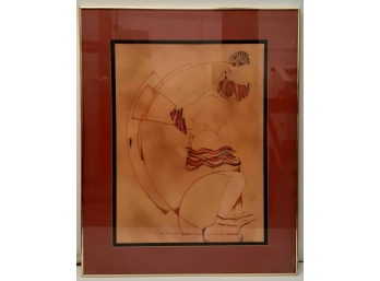Drawing/Painting By Syd Daniels 1978 Matted And Framed With Glass. 32 Tall