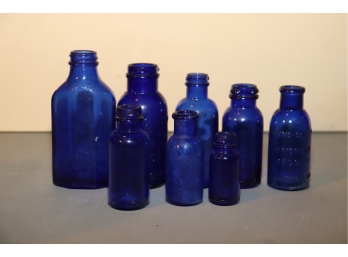 Vintage Lot Cobalt Blue Medicine Bottles