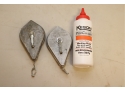 2 Chalk Line Tools With Chalk Refil Bottle