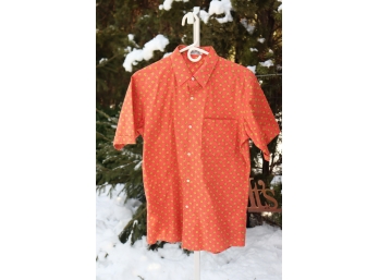 Vintage Hermes Gold Knot Cruise Wear Mens 100 Cotton Short Sleeve Button Down Shirt Size 37