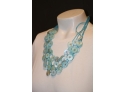 Blue Beaded Disk  Necklace