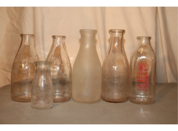 Vintage Lot Of 6 Milk Bottles