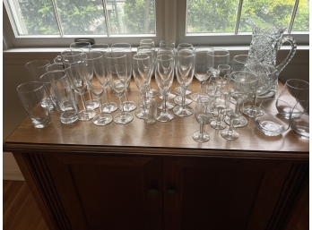 Nice Glassware Lot  Pitcher And Ice Bucket