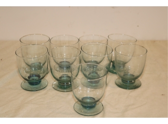 Set Of 9 Green Bottom Glasses