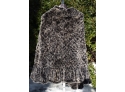 Grey Knitted Mink Cape With Scalloped Hem