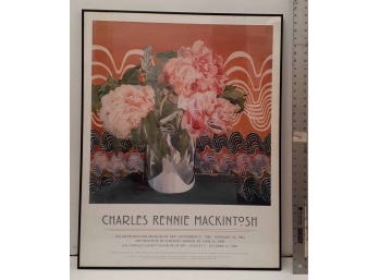 Framed Charles Rennie Mackintosh Poster -from The Metropolitan Museum Of Art 1996 Peonies. 34 Tall.