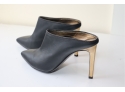 Lanvin Black Leather Mules With Golden Heel Size 36