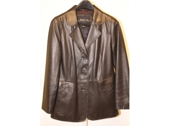 Pasha & Jo Black Leather Coat Jacket  Size M   (Pasha4)