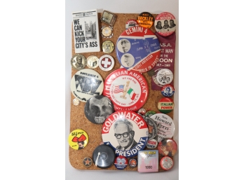 Vintage Pin Button Collection, Kennedy Howard Stern Apollo Moon And More!