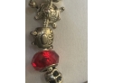 Pandora Charm Bracelet Cherries Turtle Pig Red Gemstones