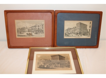 Antique Framed City Litho Prints