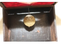 Antique Red Clock Inlaid Round Face Key Wound Pendulum