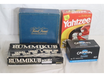 Vintage Board Games: Trivial Pursuit MasteGame Genius Edition Rummikub Yahtzee Cranium Dark