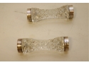 Antique Sterling Silver And Crystal Knife Rests In Case