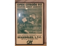 Vintage Framed Open Citroen 95 French Tenis Poster