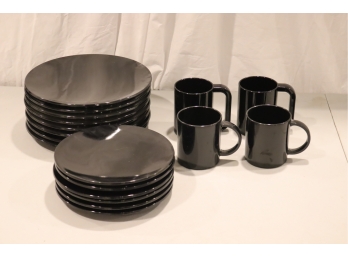 Vintage 1985 Black Melamine COPCO Plate And Cup Set