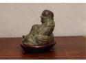 Bronze Buddha On Wooden Base