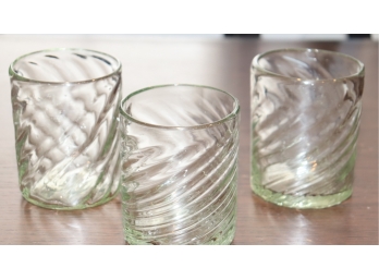 Set Of 3 Handblown Glass Whiskey Glasses