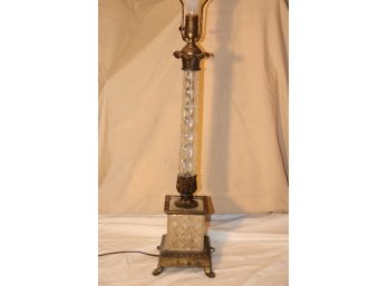 Vintage Crystal Glass And Brass Table Lamp 37 18' Tall
