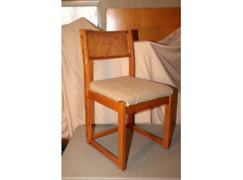 4 Vintage Wood Rattan Back Cushion Seat Chair