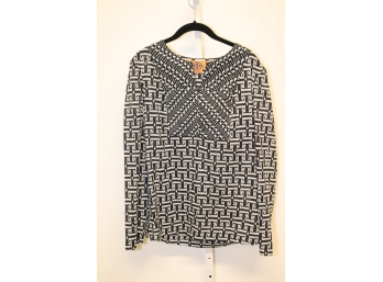 Tory Burch Black & White Geometric Pattern Shirt Size 8  (TB27)