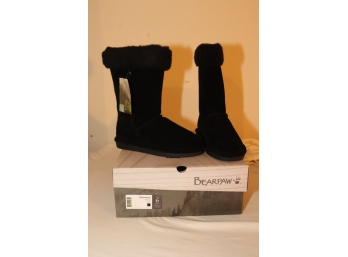 NEW IN BOX Bear Paw Marisa Black Sheepskin Boots Size 6